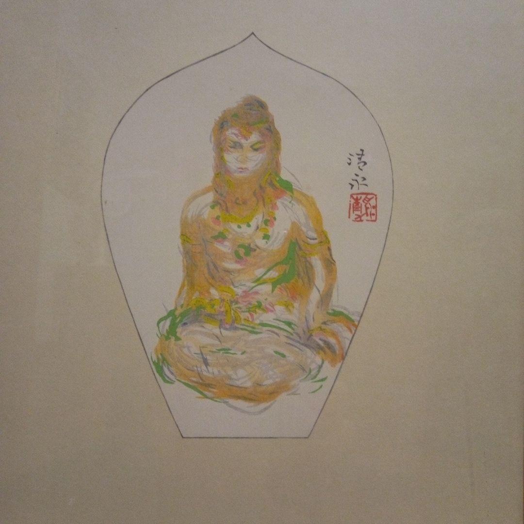 日本画　 仏像 　約25cm x 27cm