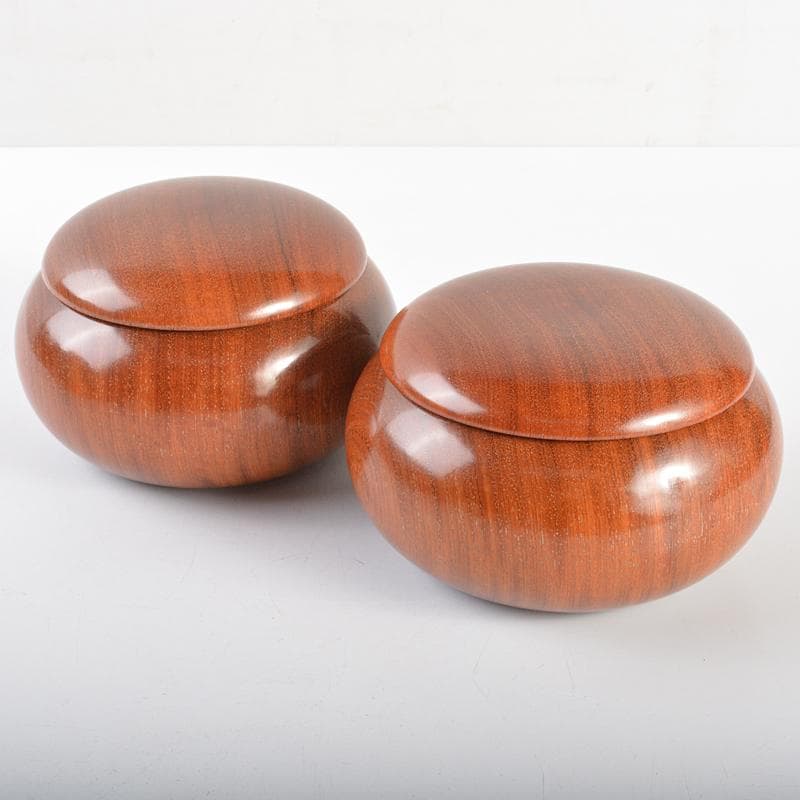 囲碁　鱗屋精製　本蛤碁石　那智黒碁石　本花梨碁笥　一套　共箱　M　R7800B