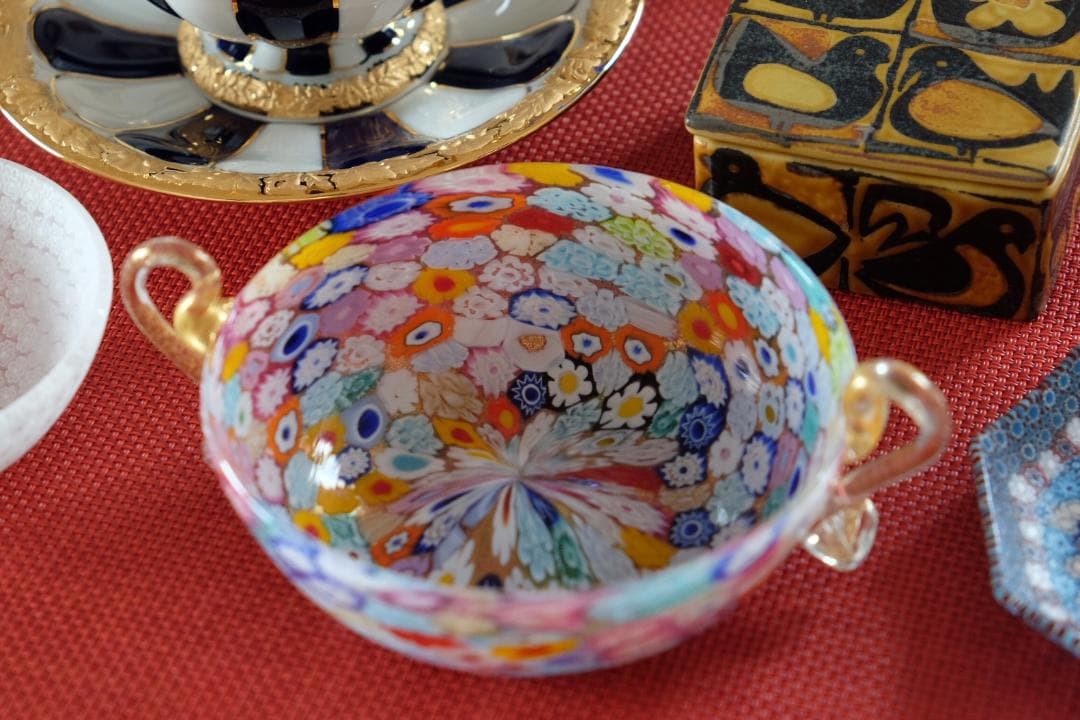 吹きガラス ミルフィオリ 検/プレート/民藝/ワイングラス/舩木倭帆