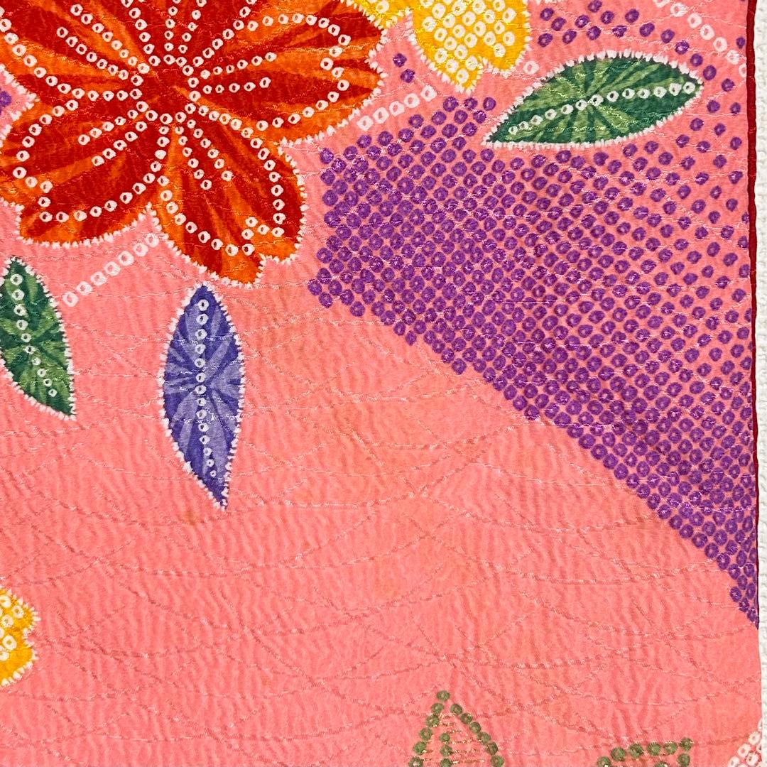 着物　七五三　7歳　女の子　13点　フルセット　ピンク　蝶　花　絞り風柄　刺繍