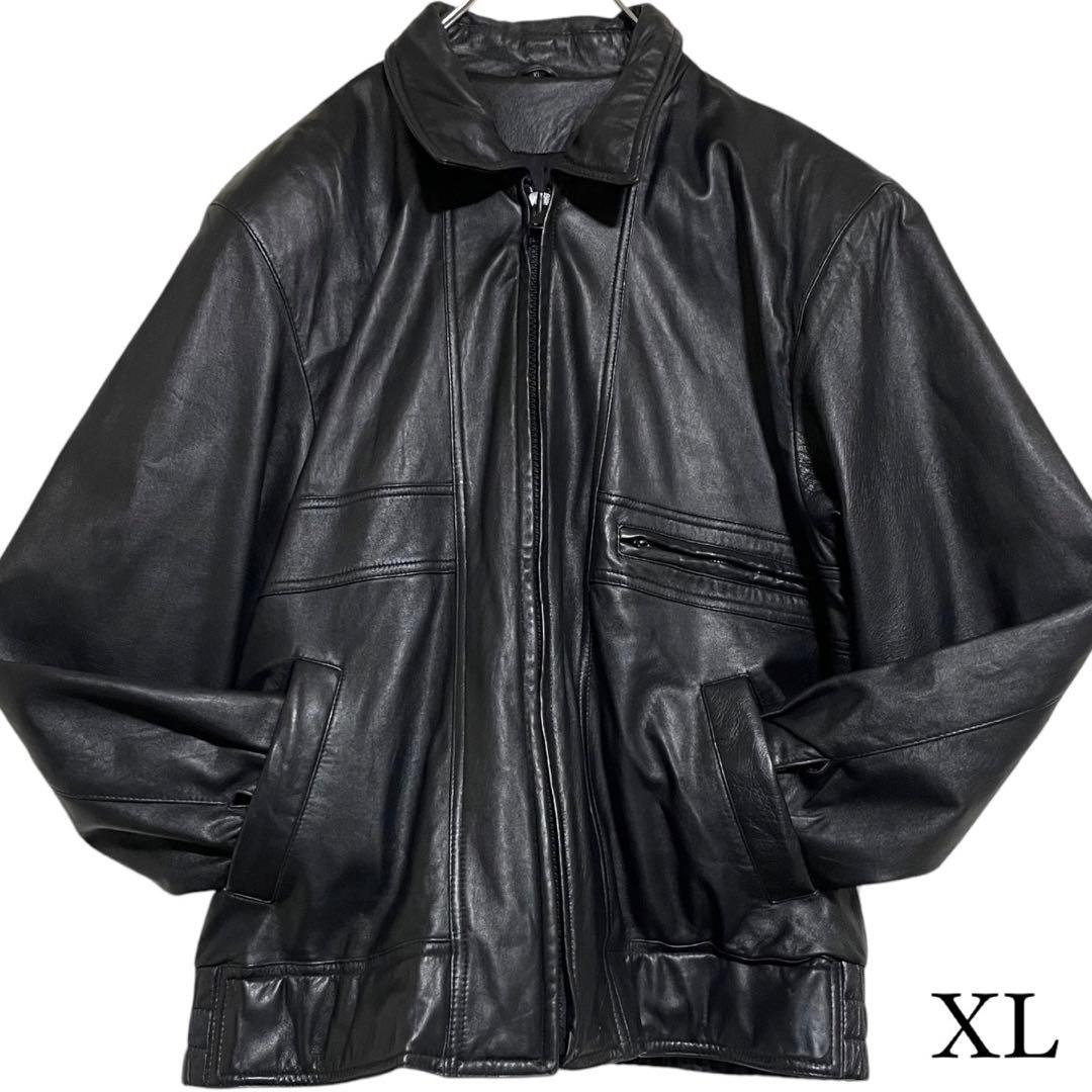 大きいサイズ【vintage】リアルレザーシングルライダースジャケット 黒 XL 8591035-09_11.jpg