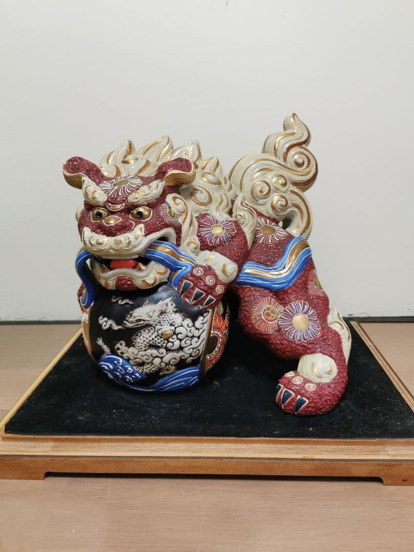 乾隆年款ティーポット/トレー 】五彩獅子唐草花文蔵出し骨董