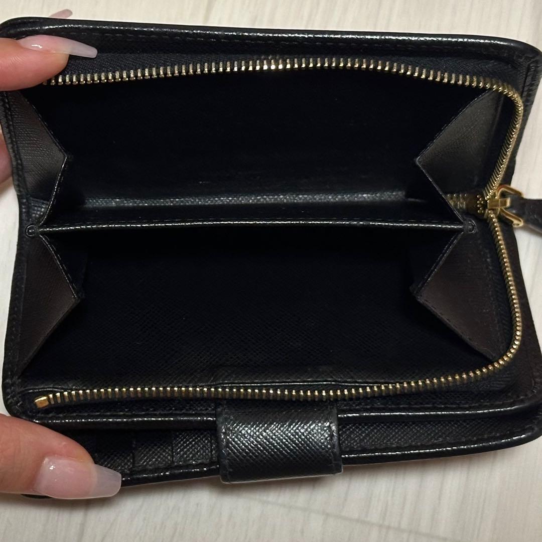 PRADA プラダ 二つ折り 財布 L字ファスナー トライアングル 三角 金ロゴ