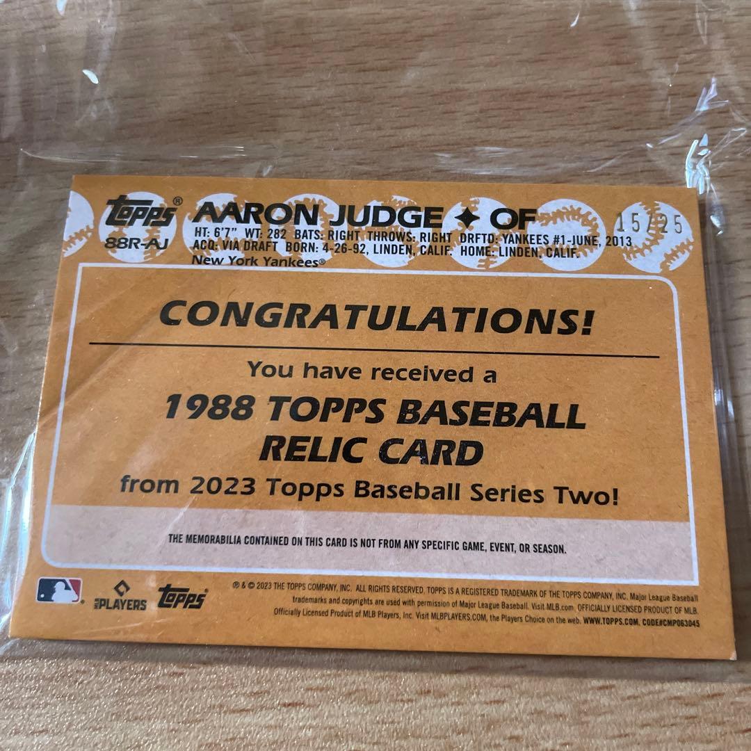 アーロン・ジャッジユニフォーム入りレリックカード2023 TOPPS