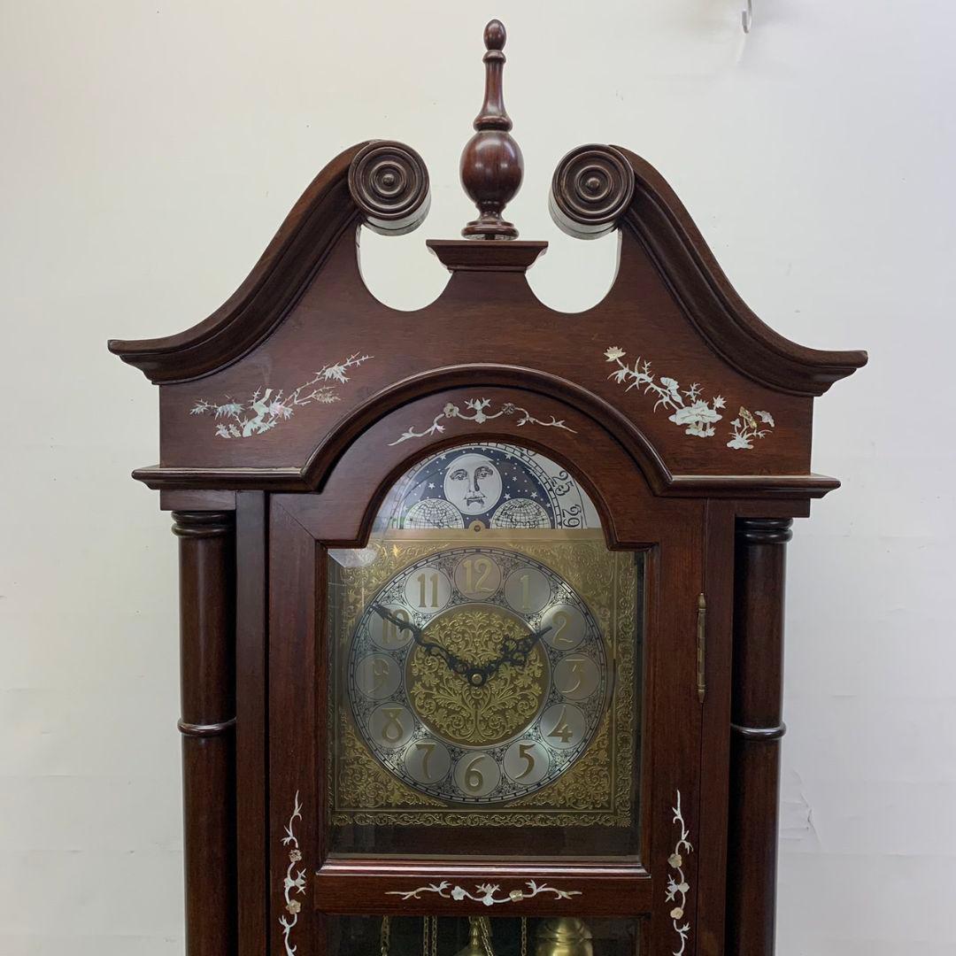 置時計 大型 クラシック 木製柱時計 月相表示付き ホールクロック