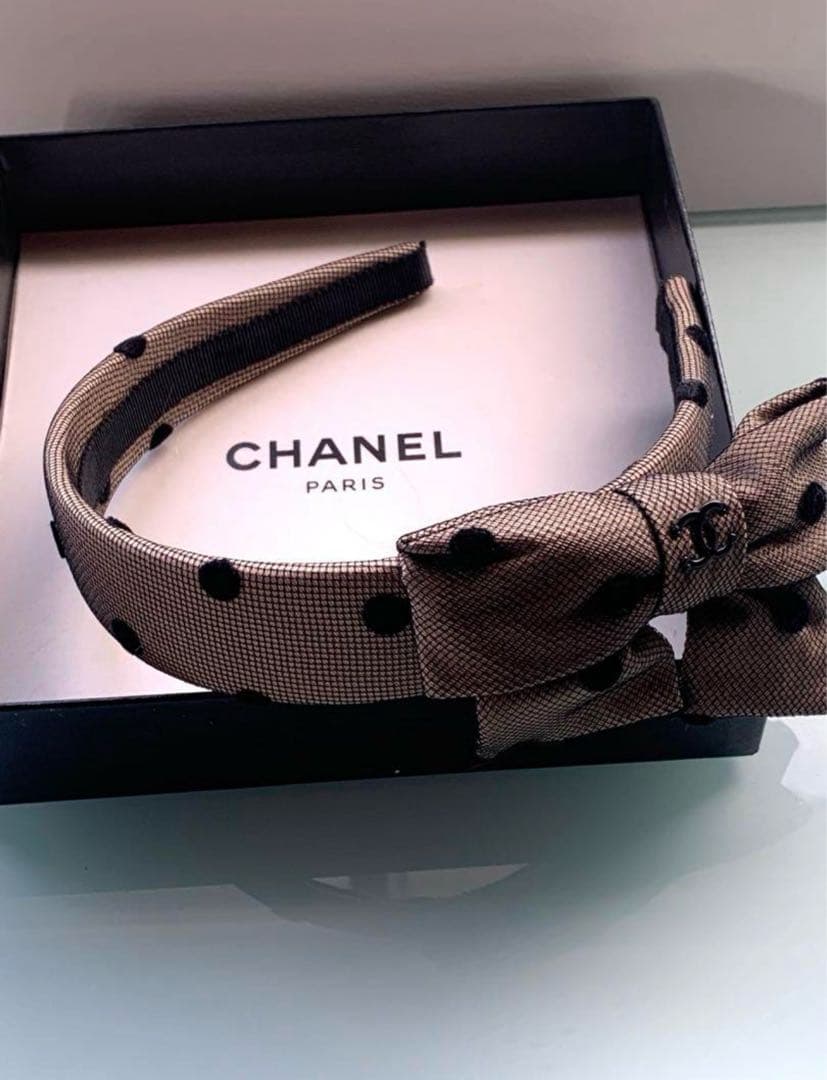 CHANEL 正規品リボン×ドット柄×ココマーク カチューシャあゆ着用モデルレア