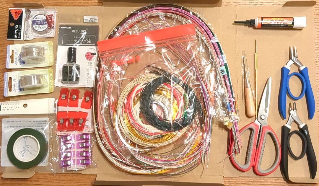 水引アクセサリー 国産水引・ワイヤー・ツールセット(やっとこ、ちり棒、ニッパー等