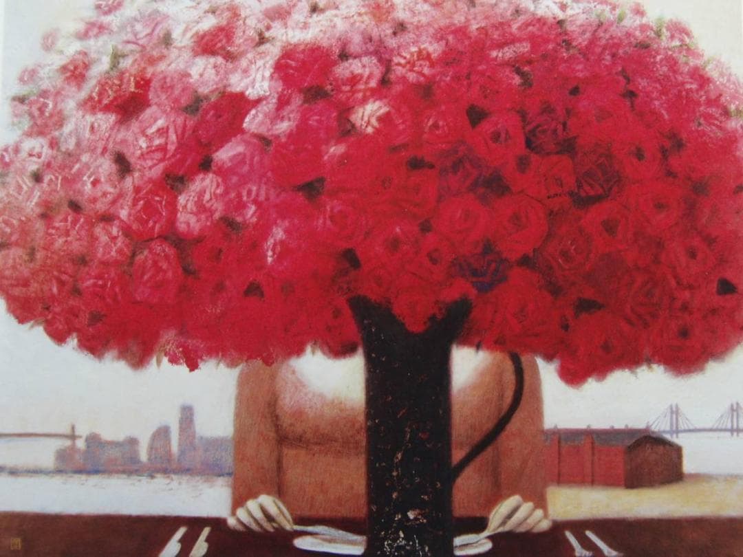 佐々木豊、【港のレストラン】、「希少な画集より、状態良好、新品高級