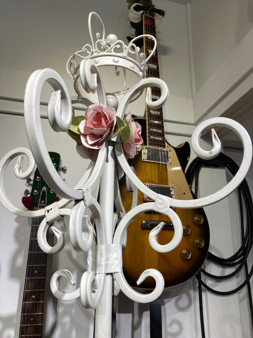 ポールスタンド ホワイト ピンク ローズ プリンセス ロココ調 アイアン