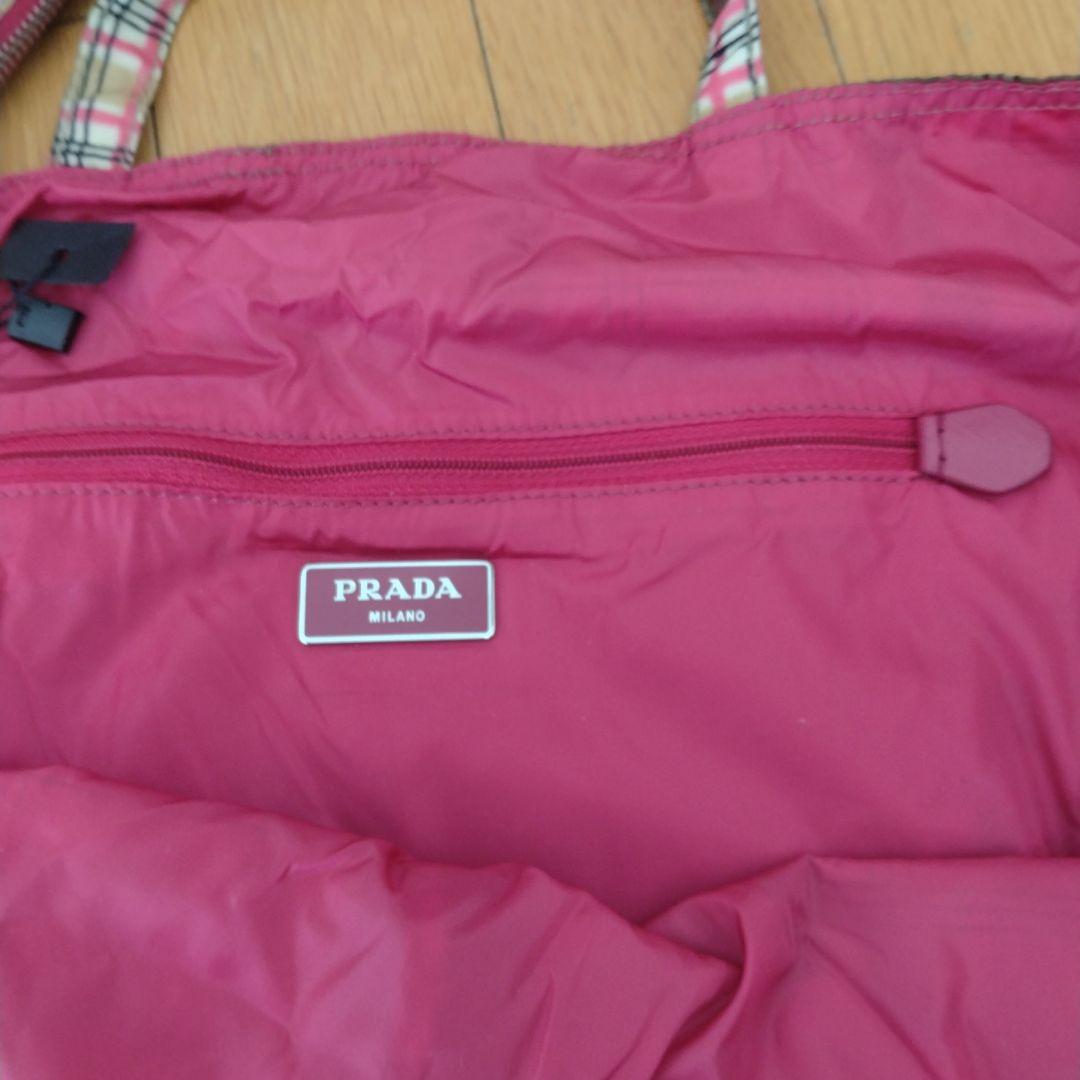 PRADA チェック柄BYOBAGバッグ ポーチ付き