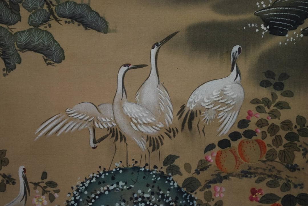 模写】土佐光貞/群鶴図/掛軸☆宝船☆T-459 JM