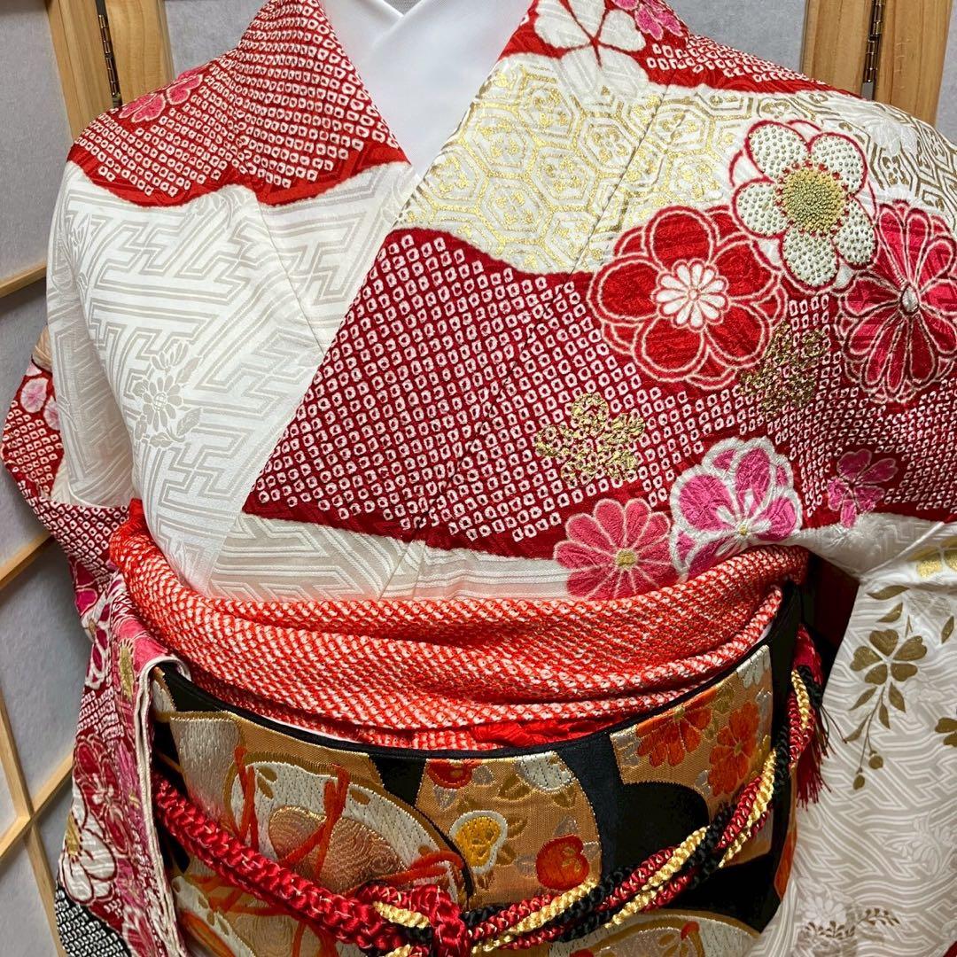 らら様［4886］振袖 4点セット 相良刺繍 絞り 成人式 卒業式 正絹 着物