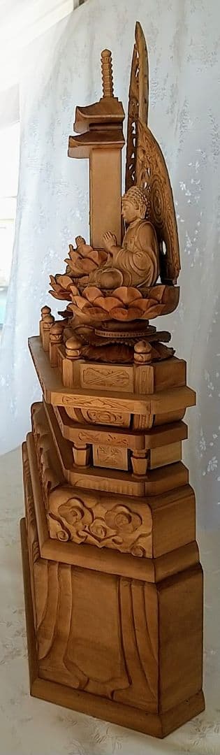 三宝尊 [大#81] 題目宝塔 釈迦如来坐像 多宝如来坐像 ◇白檀 木彫 仏像