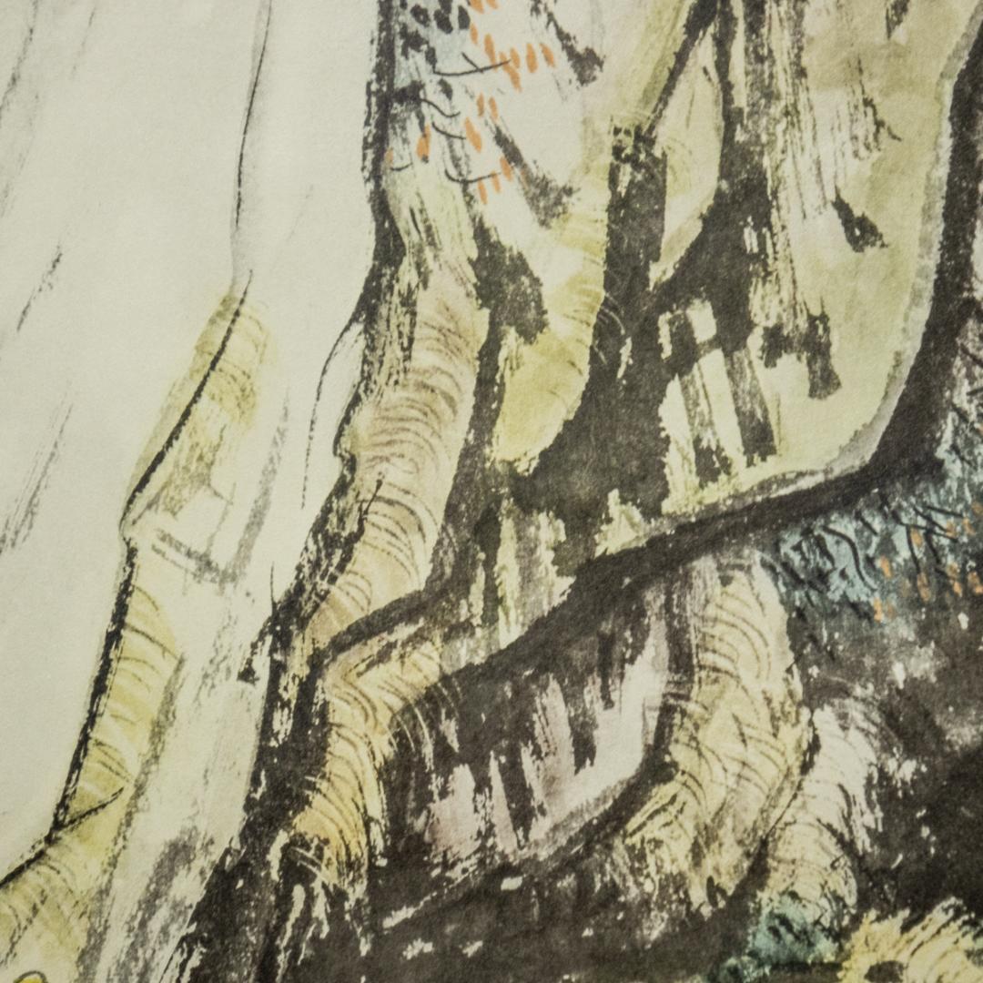 掛軸-1432　川合玉堂　渓橋紅葉　ぎょうせい　印刷工芸作品