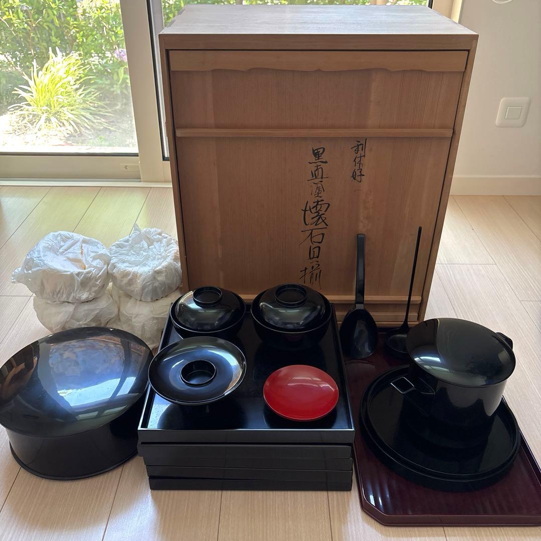 利休好 輪島塗 懐石道具 セット 5客 漆塗り 共箱付