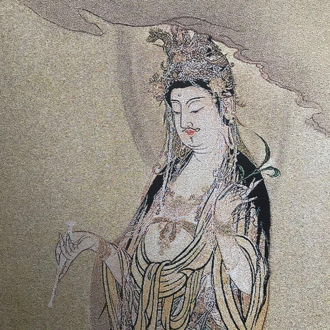 仏教美術 狩野芳崖「慈母観音像図」刺繍 掛軸 仏絵 仏画 OL-7