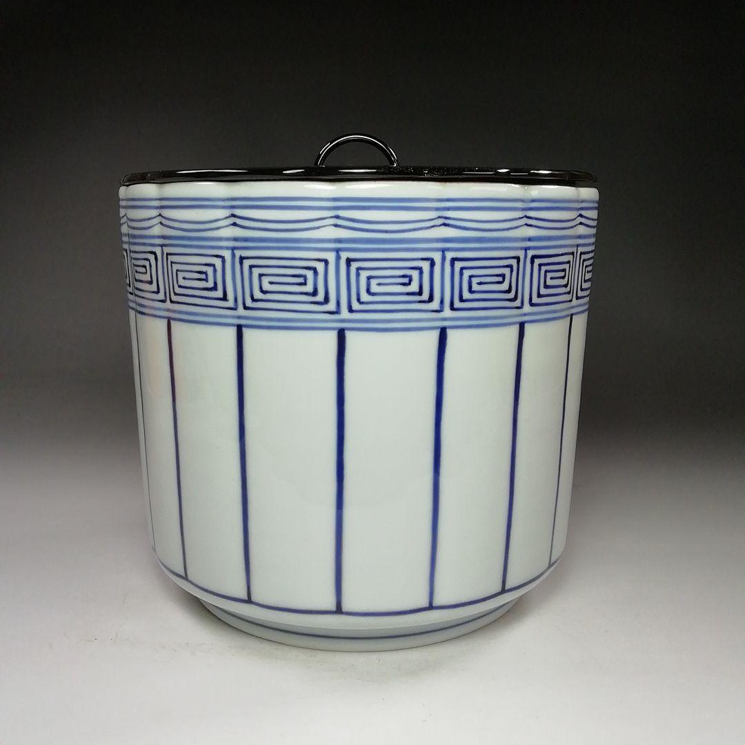 S789 水指 『染付 桶側水指』『橋本喜泉造』 共箱 茶道具