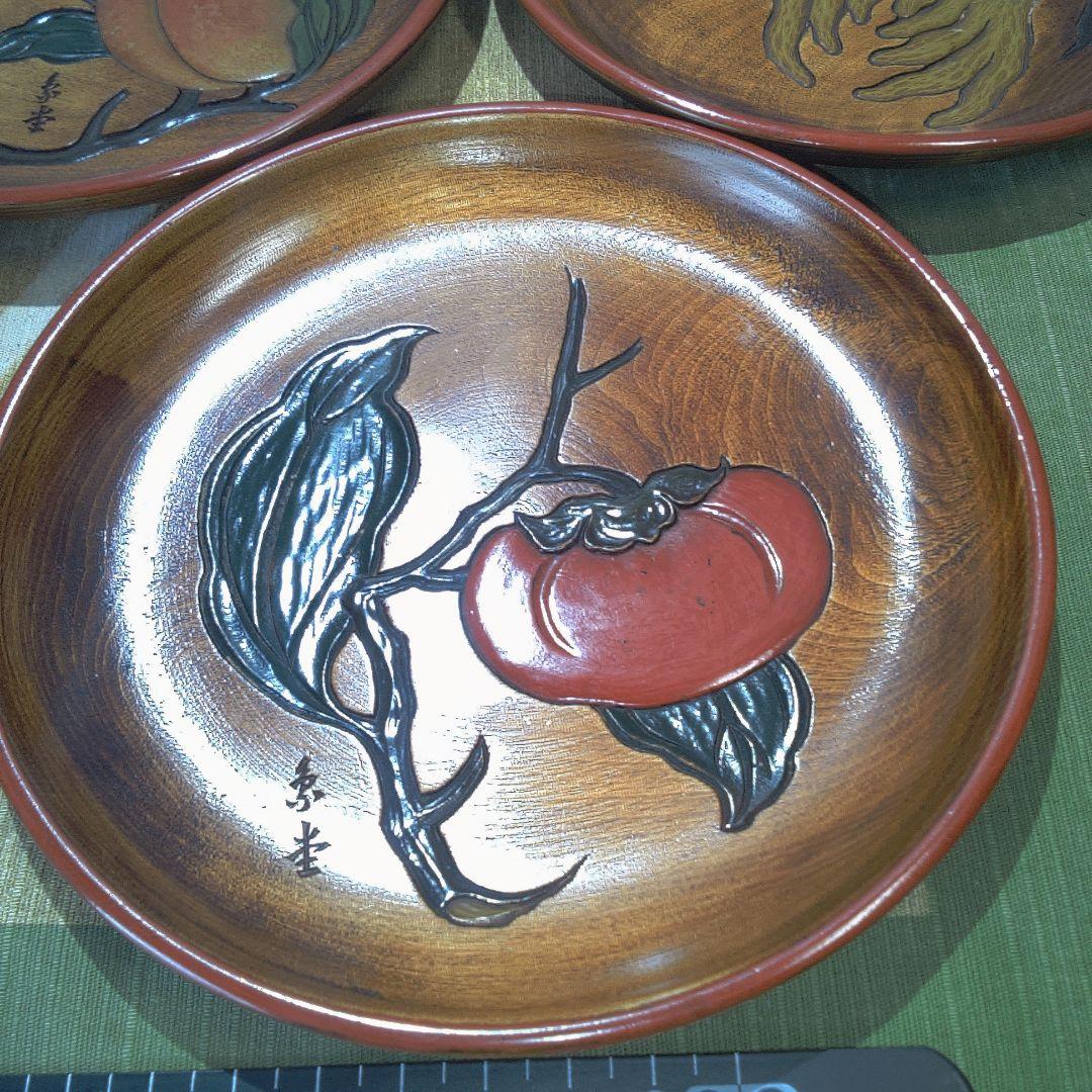 漆器 山中 象堂？果物デザイン 5枚セット