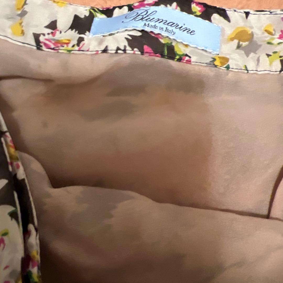 Blumarine 花柄 シルクシフォン フリルフレアスカート