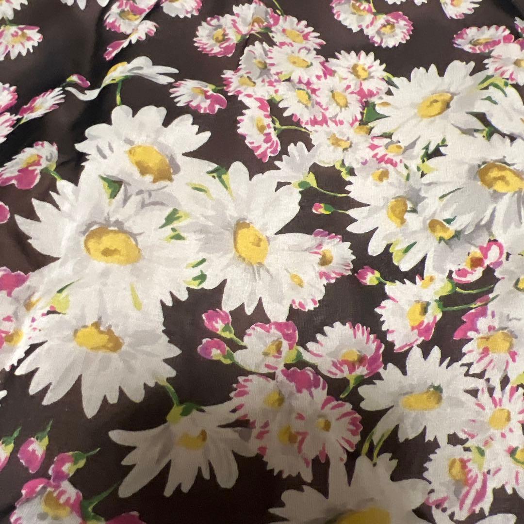 Blumarine 花柄 シルクシフォン フリルフレアスカート