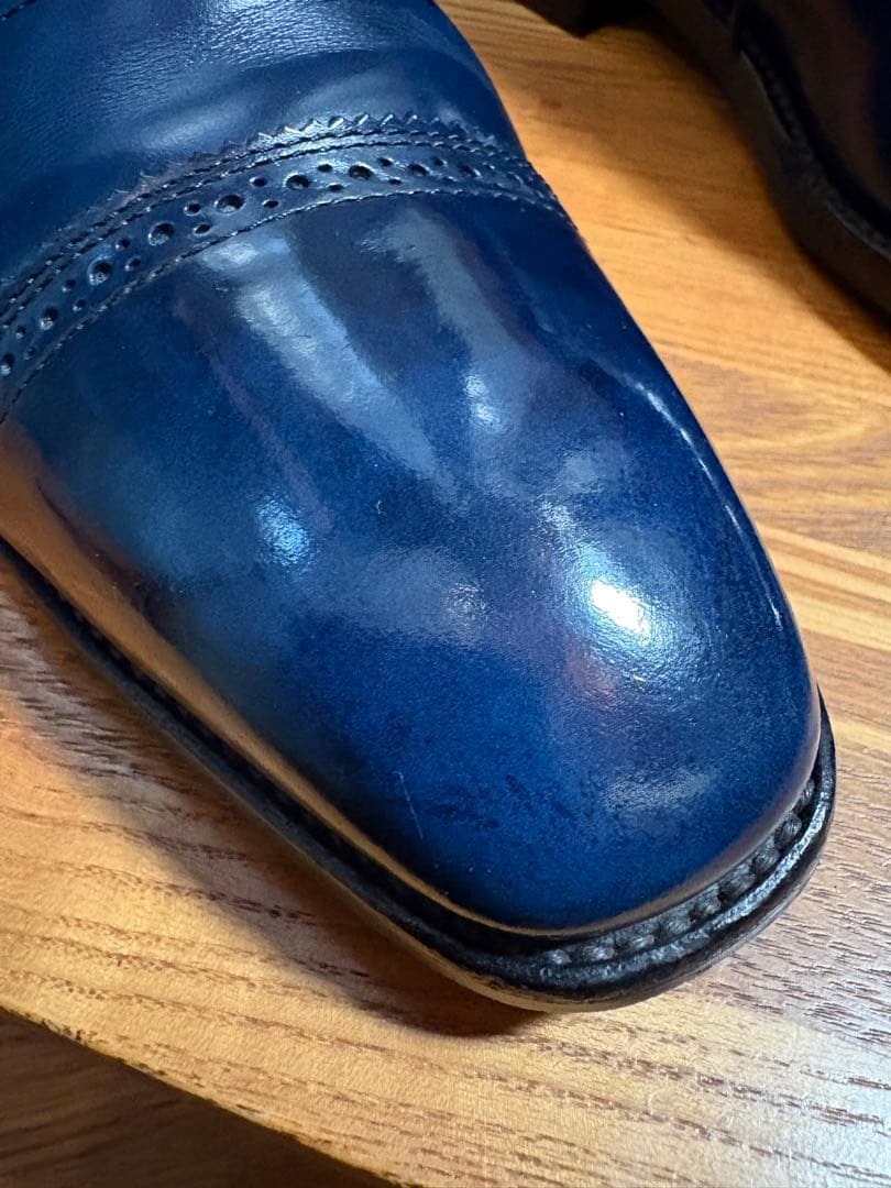 ネイビー ウィングチップ ドレスシューズ
