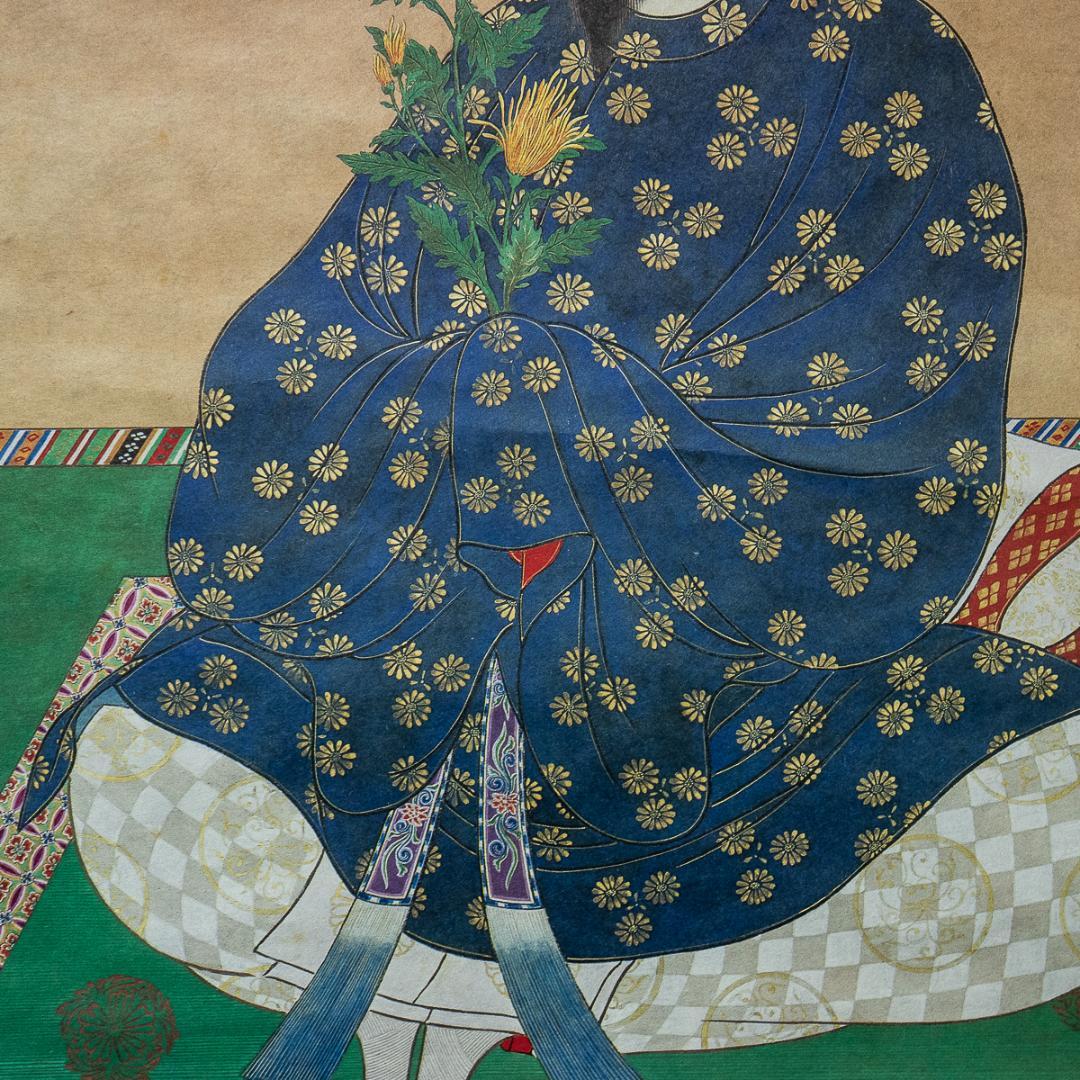 掛軸-1387　嵯峨天皇宸影　印刷工芸作品　大覚寺