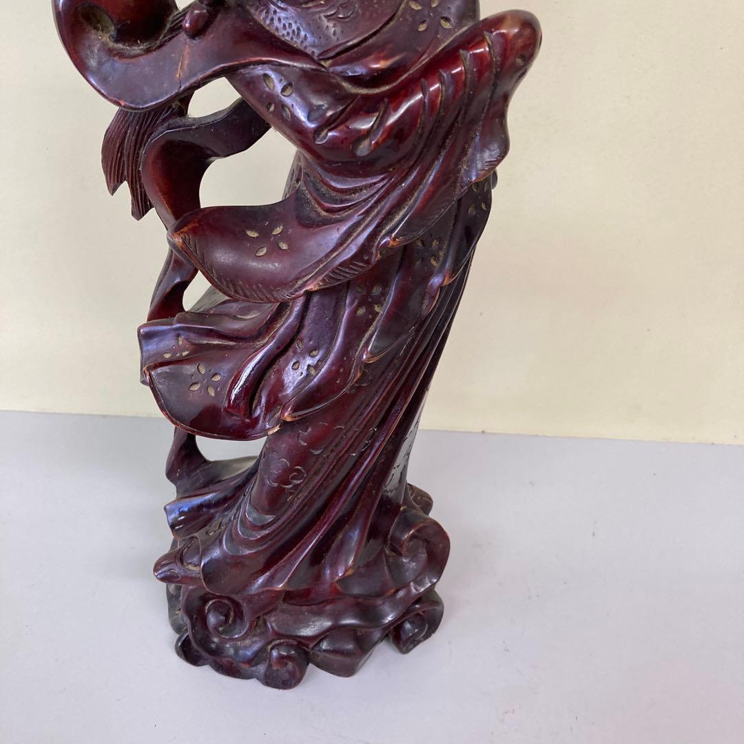 E4 中国美術 木彫り 木彫 彫刻 置物 オブジェ 天女 美人像 飛天 嫦娥