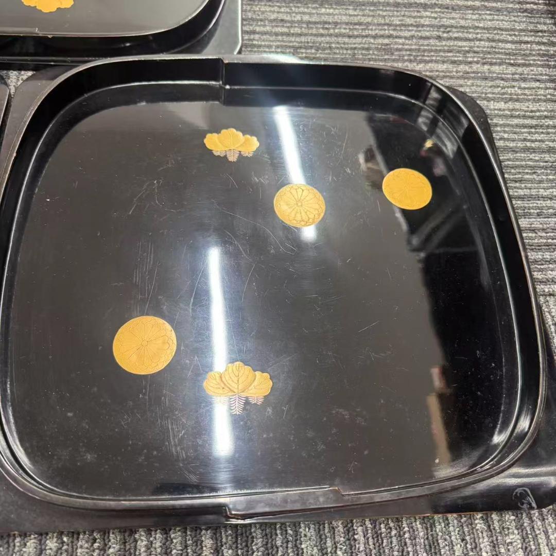 輪島塗　時代物時絵　御会席膳漆器セット　共箱