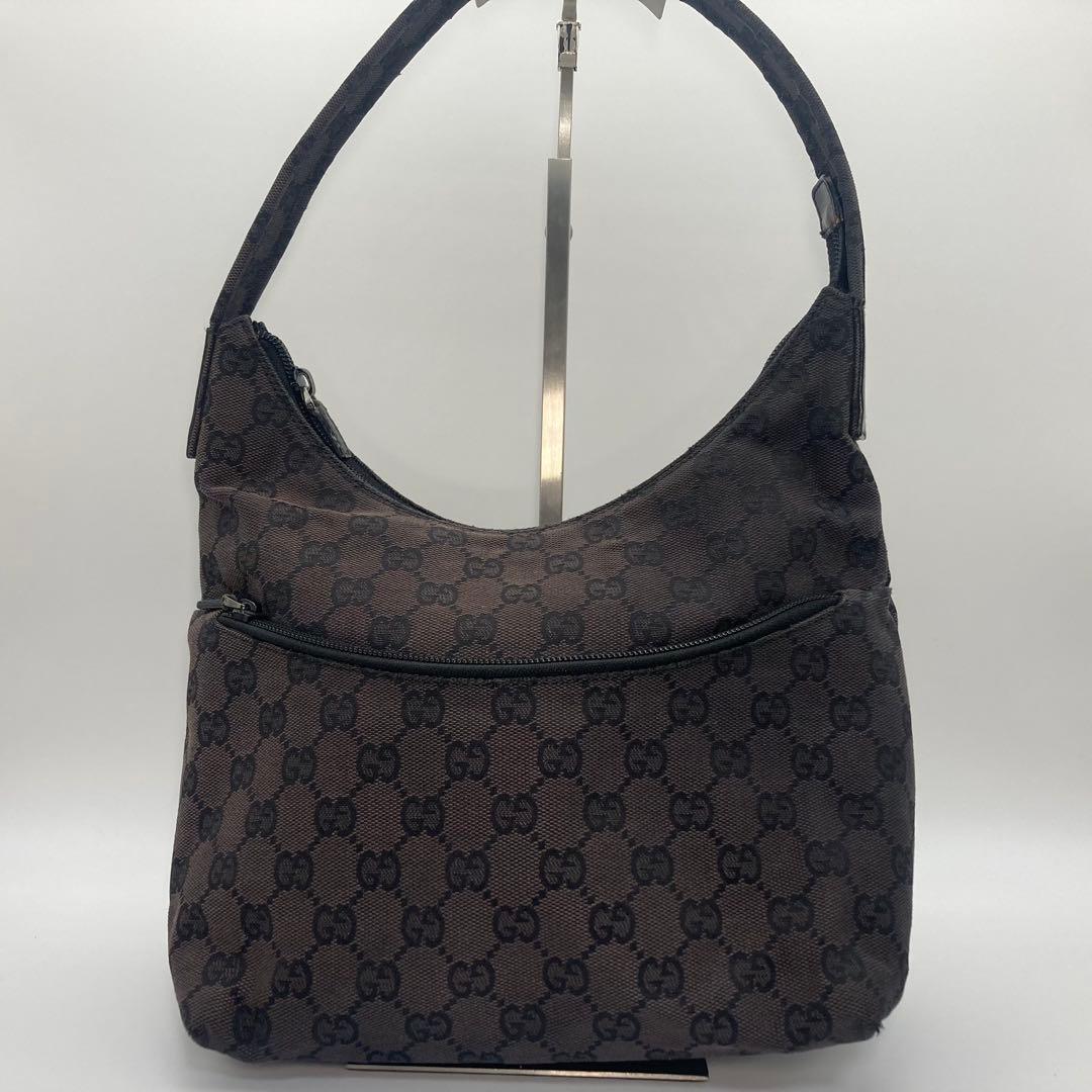GUCCI グッチ　ワンショルダーバッグ　GGキャンバス　ハンドバッグ　黒