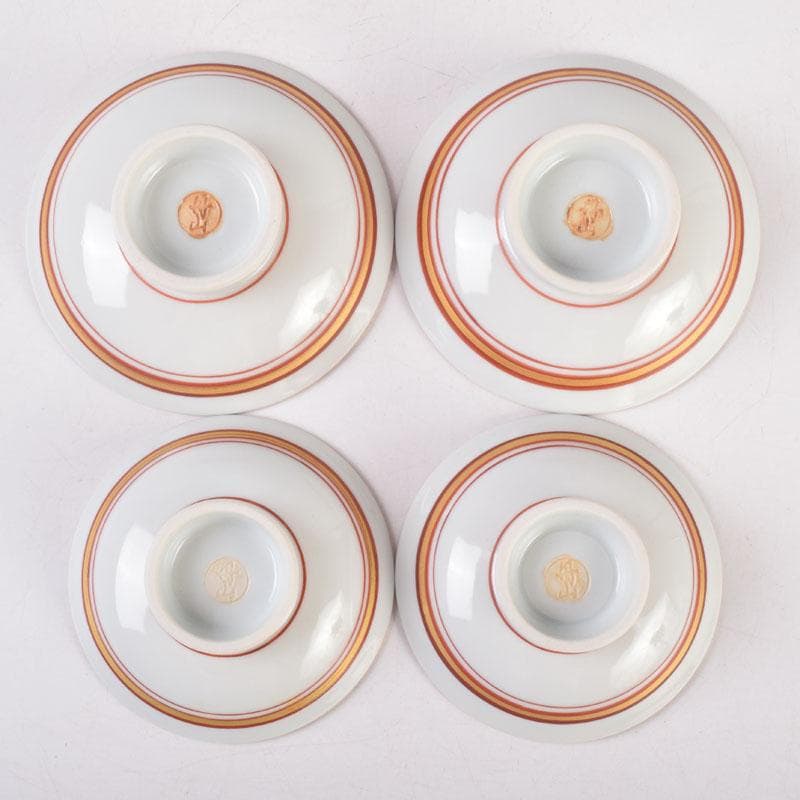 丹山窯 小峠葛芳作 赤絵金彩 組盃 酒杯 共布共箱 2