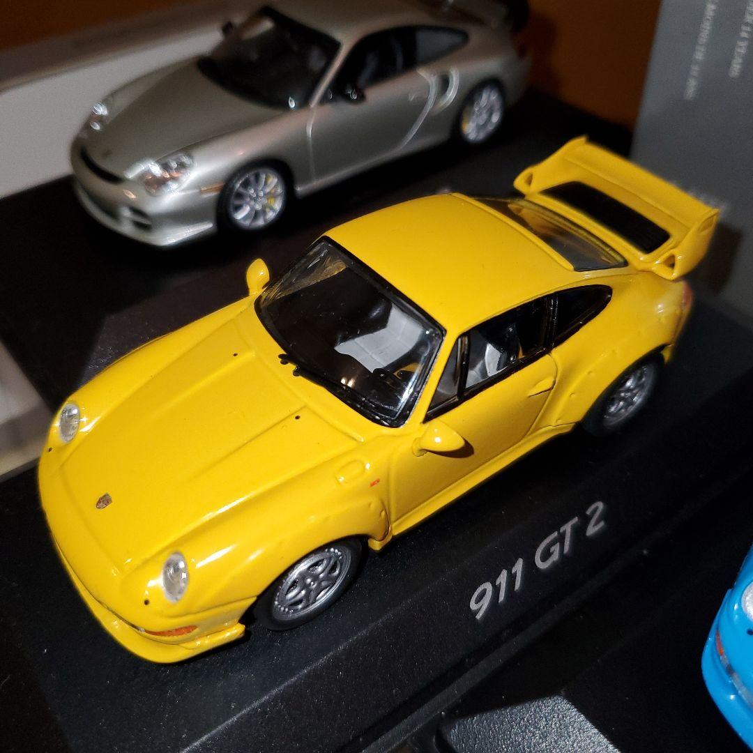 ポルシェ911 GT 2 ミニカー 3台セット、イエロー、ブルー、シルバー、