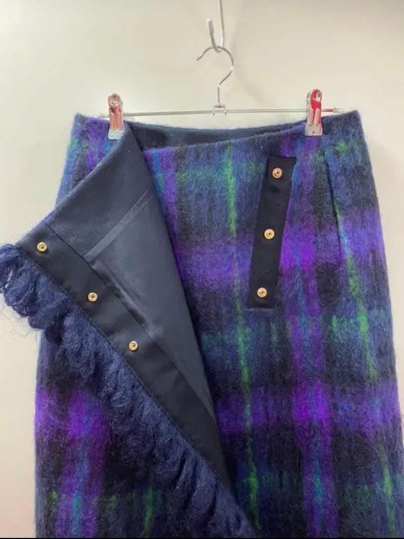 2019AW drawer ドゥロワー チェックフリンジラップスカート