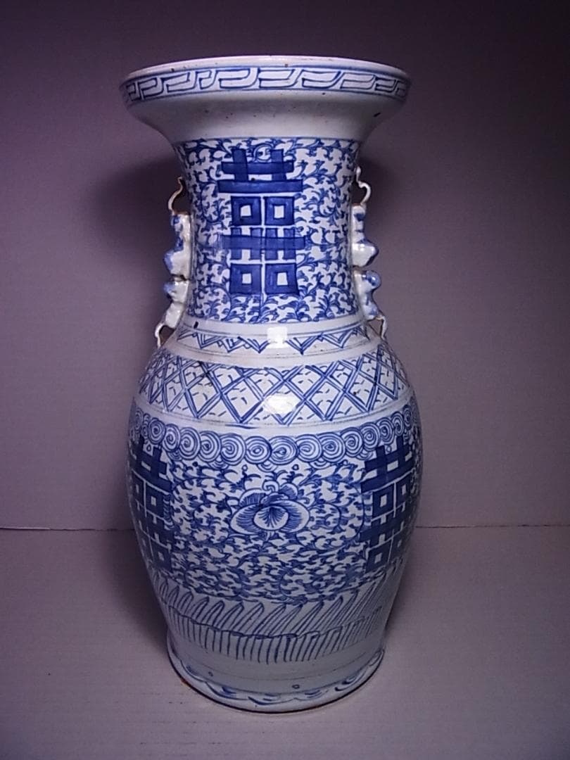 中国　古い染付花瓶(大)　 飾壷 　高約43.5cm