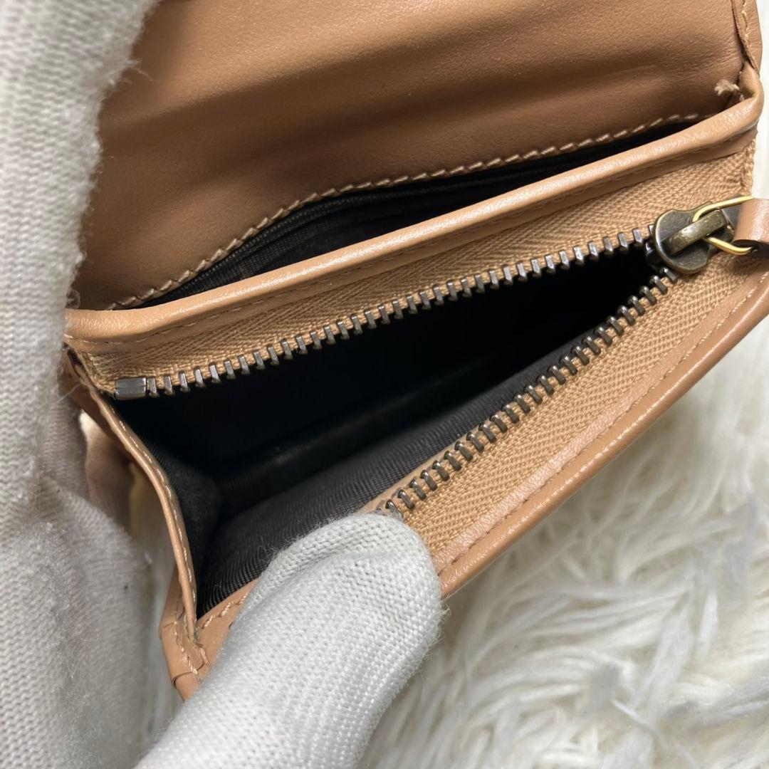 極美品 現行✨グッチ 折り財布 マーモント キルティング レザー ベージュ