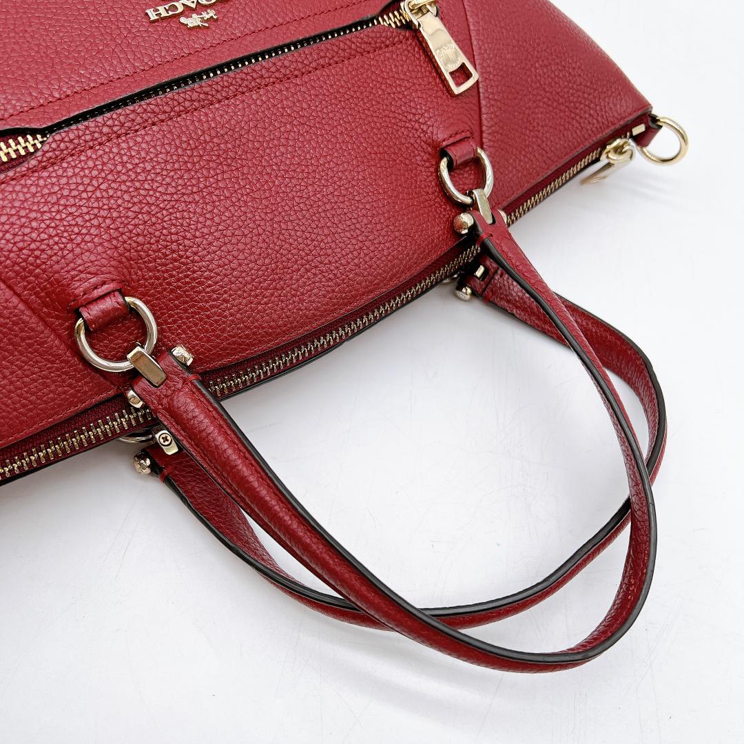 極美品 COACH 2wayバッグ レザー 斜め掛け レッド系 f214