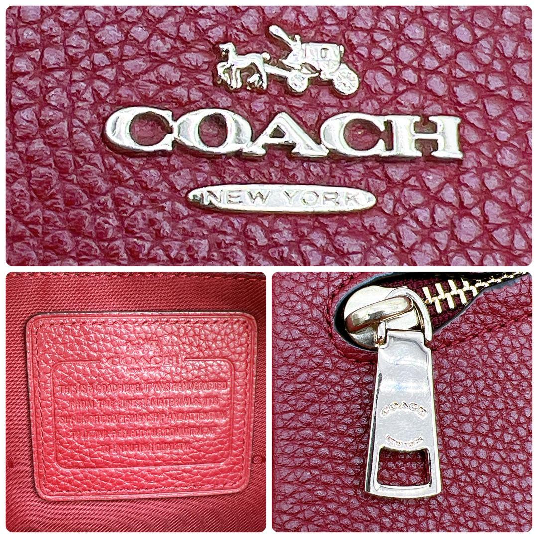 極美品 COACH 2wayバッグ レザー 斜め掛け レッド系 f214