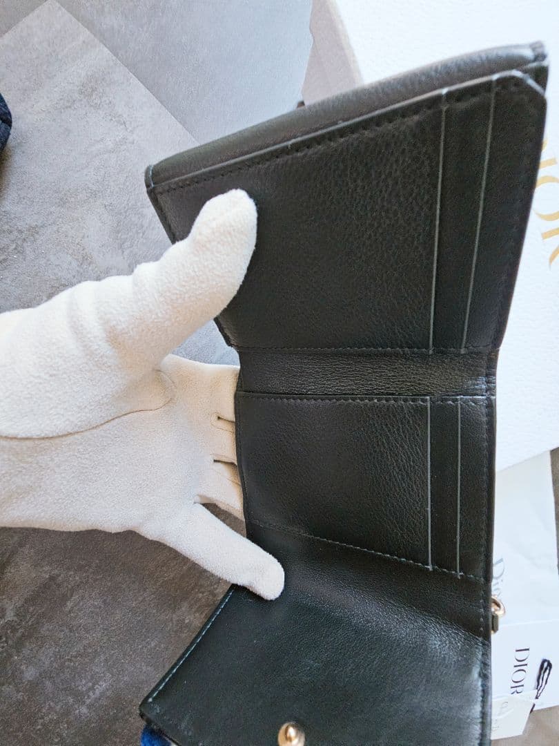 【美品】Lady Dior Lotus クリスチャンディオールミニウォレット