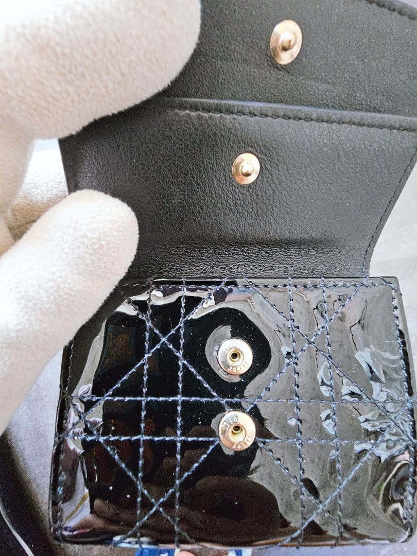 【美品】Lady Dior Lotus クリスチャンディオールミニウォレット