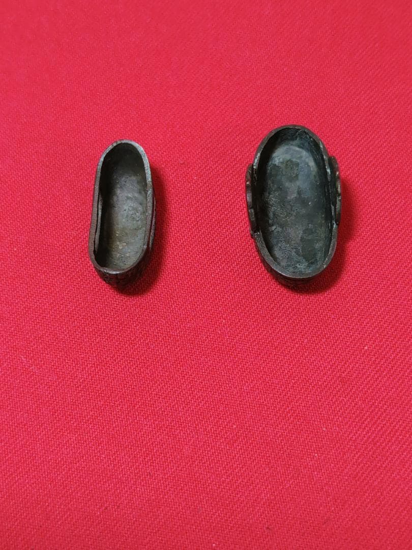 縁頭 銅 亀甲紋？ 鐺金具 拵 日本刀 刀装具 骨董 古美術 江戸時代 縁頭