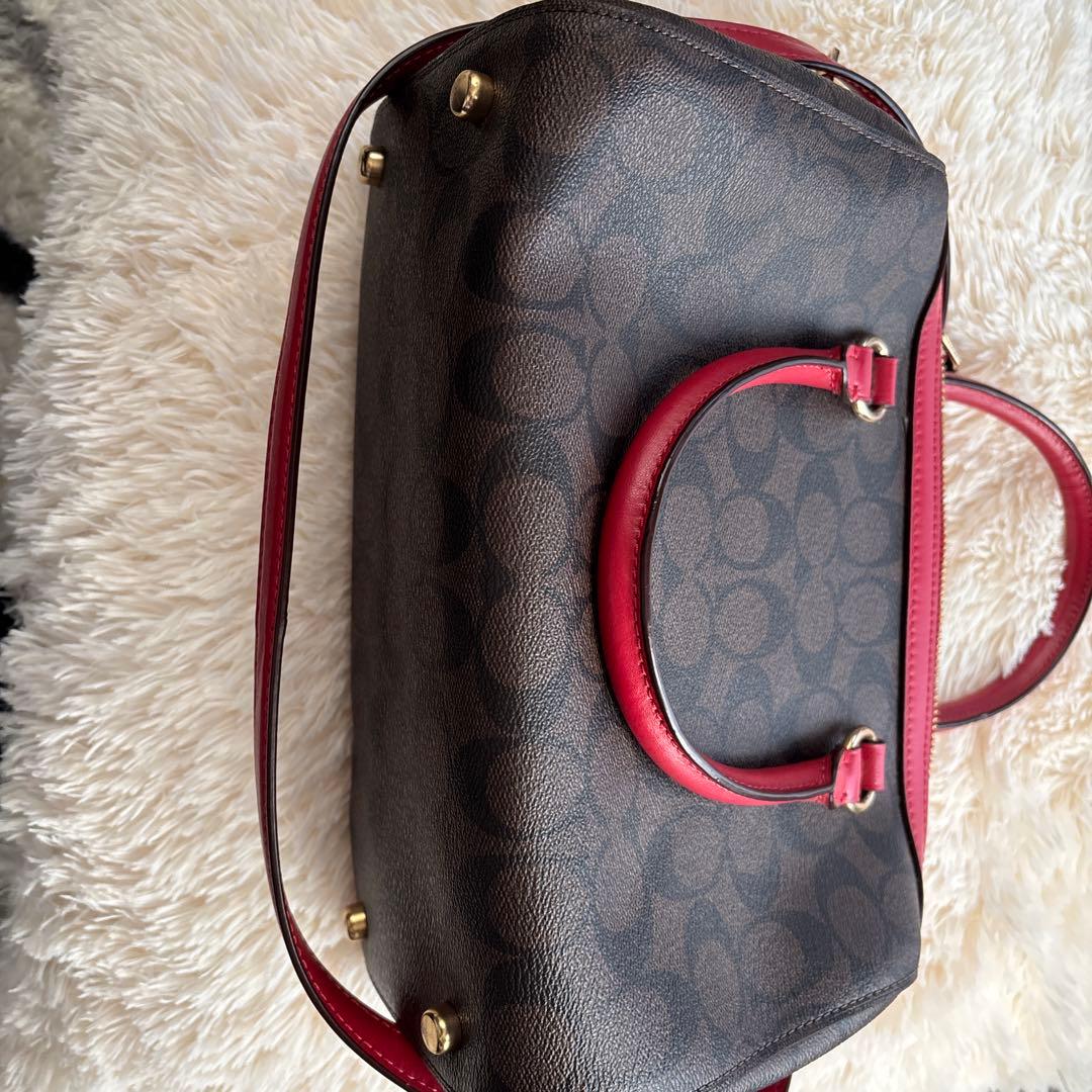 COACH ブラウン レッド ハンドバッグ