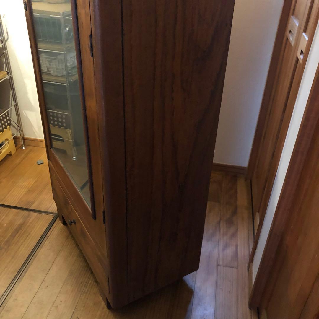 レトロ オーク材 本箱 食器棚 書庫 戸棚 収納 キャビネット いのうえ