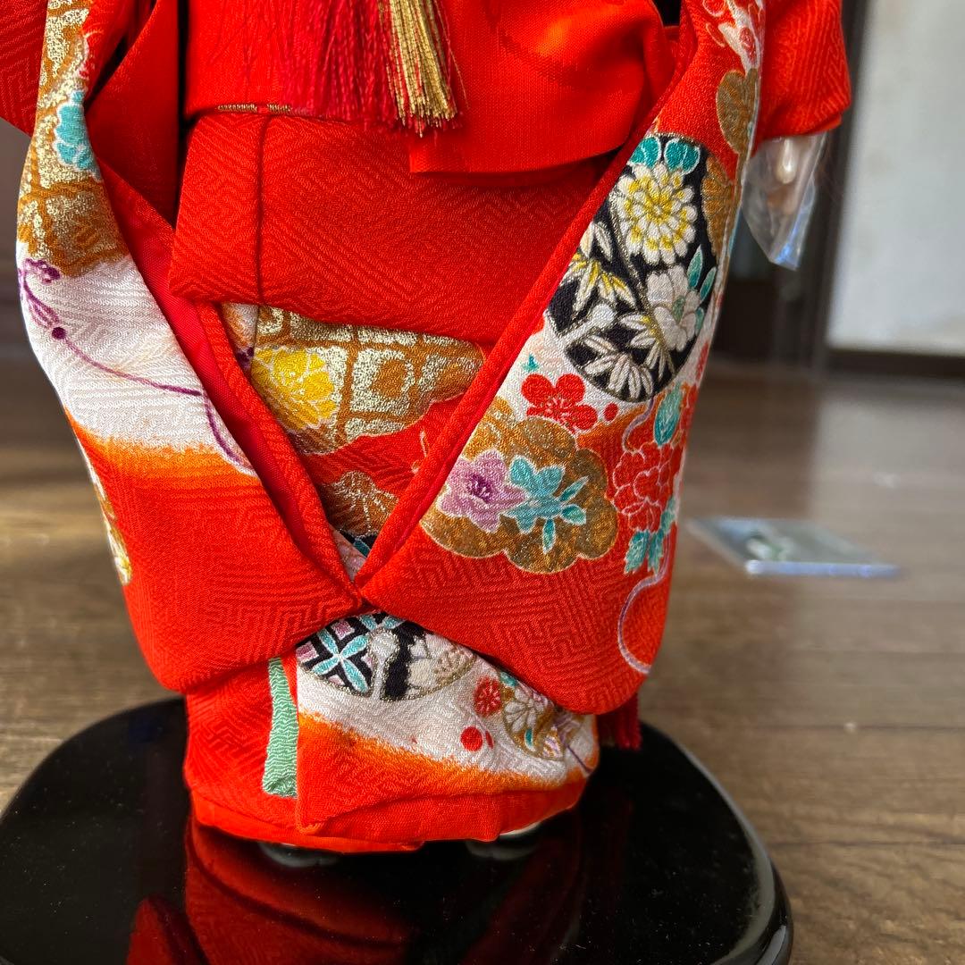市松人形 赤オレンジ花柄 友禅衣装 - メルカリ