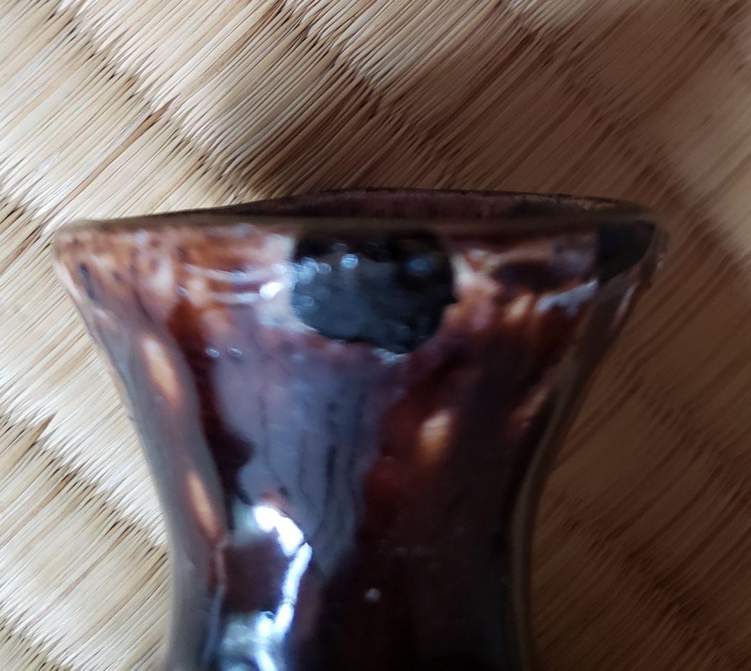 no199　厳島神社 宮島焼の 山居囲碁超細密彫刻 徳利