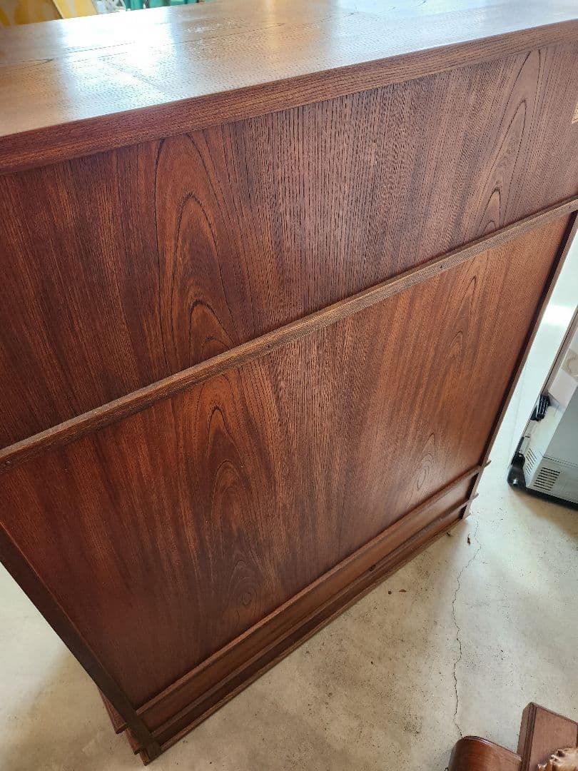 欅 あじろ茶棚 茶箪笥 和風収納棚 ガラス扉付き アンティーク風昭和レトロ