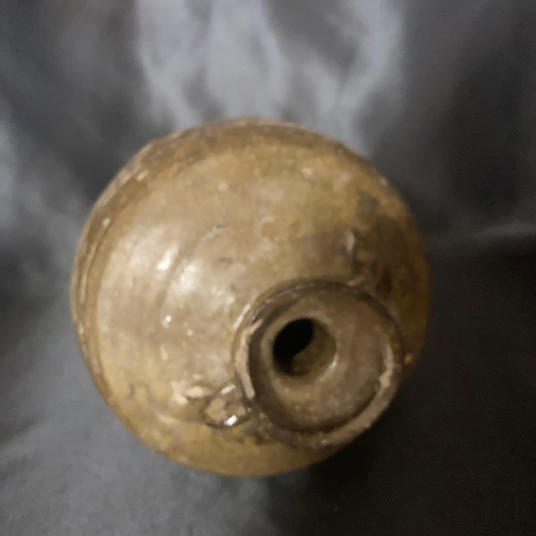 《赤字万博❗️》【三益】中国古美術　建窯藁灰釉双耳付壺（宋時代）【本物保証】