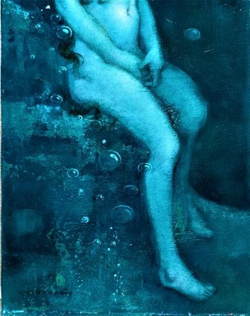 平野剛敏　裸婦　10号変形　油彩画　サインあり　特別注文額装