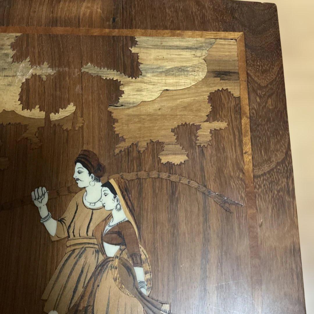 紫檀木の絵画 ウッドアート、インド土産