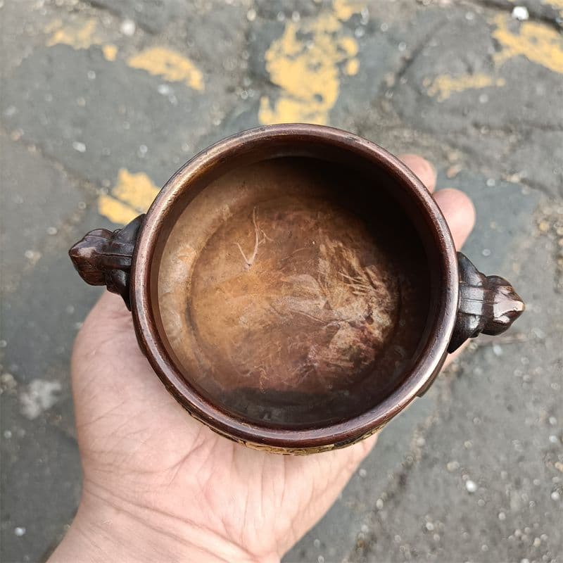 銅器 香炉 象耳彫花香炉 套炉 線香炉 装飾品 工芸品 置物