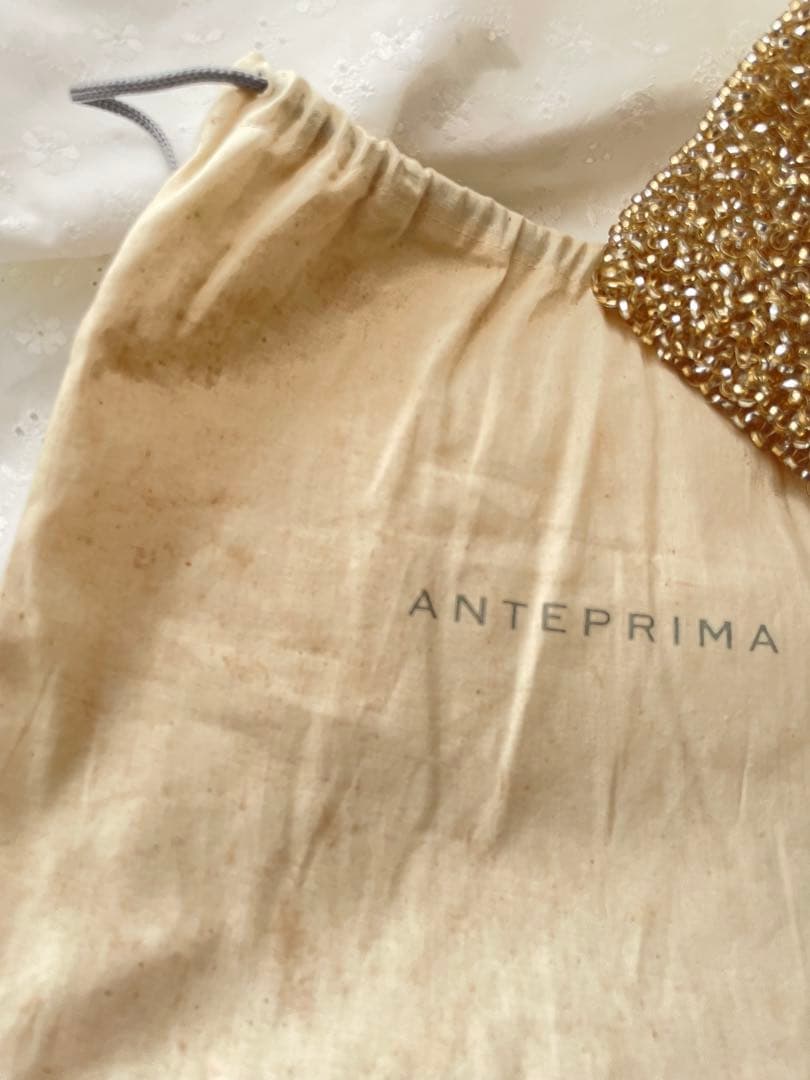 アンテプリマ　ワイヤーバック　ゴールド ビーズ パーティーバッグ 約30cm