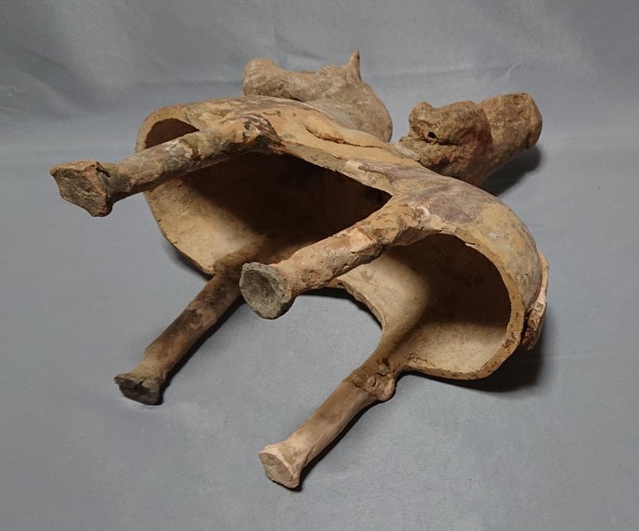 コレクター収集品 東漢時代 加彩 騎馬 陶俑 37cm